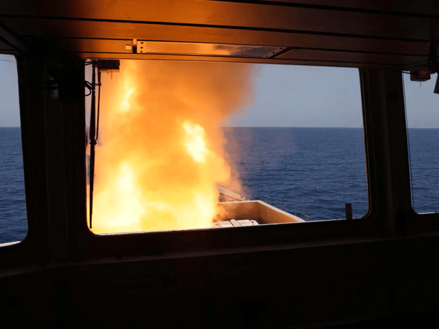 A Think Tank has said Operation Prosperity Guardian, organised by the Royal Navy and US forces, was not successful. Pictured - HMS Diamond firing her Sea Viper missile at Houthi rebel drones.