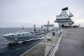 The number of sailors in the Royal Fleet Auxiliary is slowly declining year on year, with the force’s deterioration having ramifications for the Royal Navy. Pictured: RFA personnel replenishing HMS Prince of Wales.