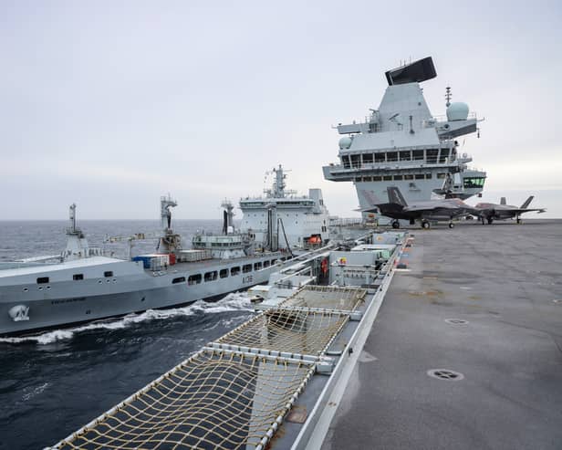 The number of sailors in the Royal Fleet Auxiliary is slowly declining year on year, with the force’s deterioration having ramifications for the Royal Navy. Pictured: RFA personnel replenishing HMS Prince of Wales.