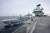 A large contract has been signed by the MoD to boost sealift capability to support the Royal Fleet Auxiliary and the Royal Navy. Pictured: RFA Tidesurge mains a constant distance from HMS Prince of Wales as fuel is pumped across.