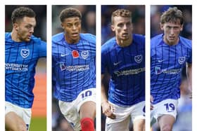 The details on the returns of (left to right) Jordan Williams, Kusini Yengi, Conor Shaughnessy and Jacob Farrell and Pompey's injured players have been detailed.