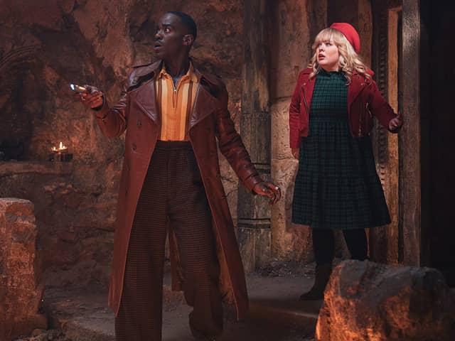 The Doctor (Ncuti Gatwa) and Joy (Nicola Coughlan). Photo: BBC Studios/James Pardon