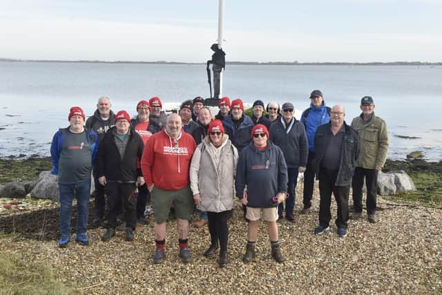 Pictured is: (front l-r) David Beer, Val and Kev Goldstone with the group taking on the challenge.