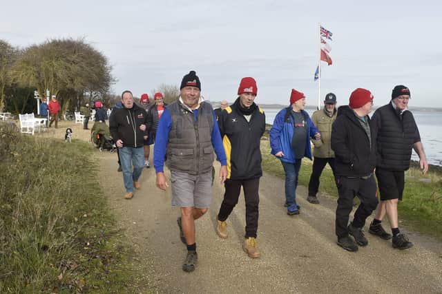 People on the walk across Portsmouth raising money for Walking With The Wounded.