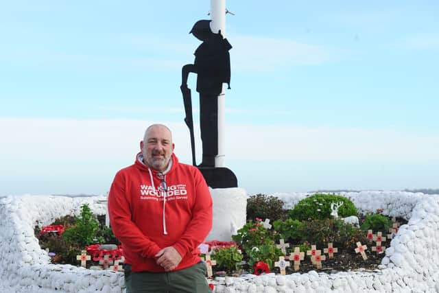 David Beer who served in the Royal Navy for seven years, walked six miles from the People's Memorial in Milton to Victory Gate with a group of veterans to raise money for Walking With The Wounded. The charity offers vital mental health services to former military personnel struggling with loneliness and other hardships.
