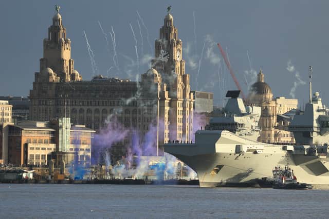 HMS Prince of Wales leaves Liverpool.