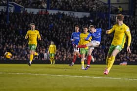 Paddy Lane has a late goal-scoring opportunity in Pompey's goalless draw with Norwich at Fratton Park. Picture: Jason Brown/ProSportsImages