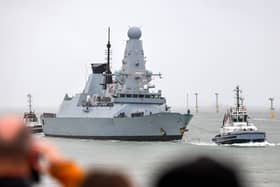 Upgrades to improve the capability of HMS Defender are currently ongoing, with missile and engine upgrades planned. Pictured is the Type 45 destroyer sailing to Portsmouth after deployment on Operation Achillean in the Mediterranean.