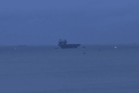 HMS Prince of Wales sailing into Portsmouth this morning after a glorious week of celebrations in Liverpool.