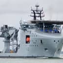Royal Navy training aboard RFA Proteus is stepping up after underwater surveillance devices were spotted in UK waters. Pictured: RFA Proteus sailing into Portsmouth on the morning of December 12.