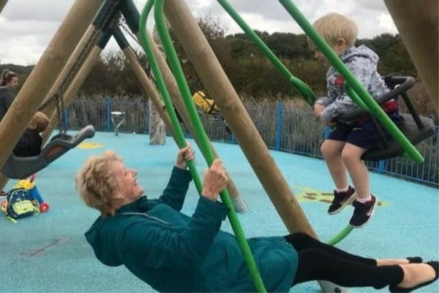 Margaret Jones with her grandchild.