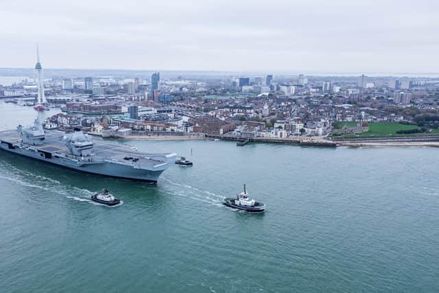 HMS Queen Elizabeth will carry out a trial alongside HMNB Portsmouth this week.