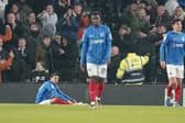 Andre Dozzell cannot believe it as Pompey were humbled 4-0 at Derby. Picture: Jason Brown/ProSportsImages