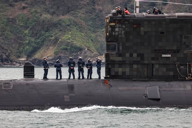 HMS Triumph, the last of the Royal Navy Trafalgar Class submarines still in service has arrived at HMNB Devonport, Plymouth, for the last time before being decommissioned.