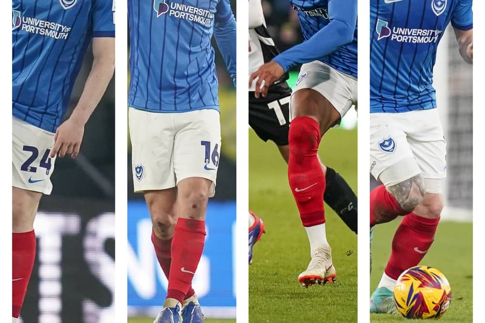 Pompey’s Terry Devlin, Tom McIntyre, Josh Murphy and Connor Ogilvie have been blamed for the goals conceded at Derby.
