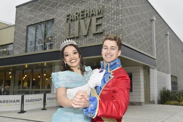 Rhiannon Bacchus as Cinderella and AJ Pritchard as Prince Charming.