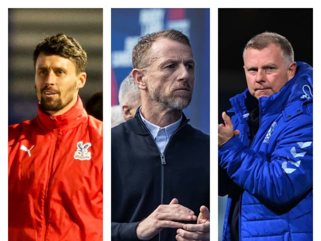 Paddy McCarthy, left, Gary Rowett, centre, and Mark Robins, right, are fancied for the Oxford job.