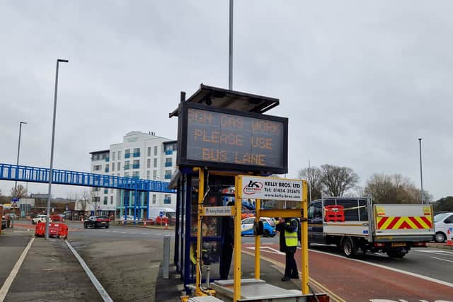 Motorists will need to use the bus lane to exit the city