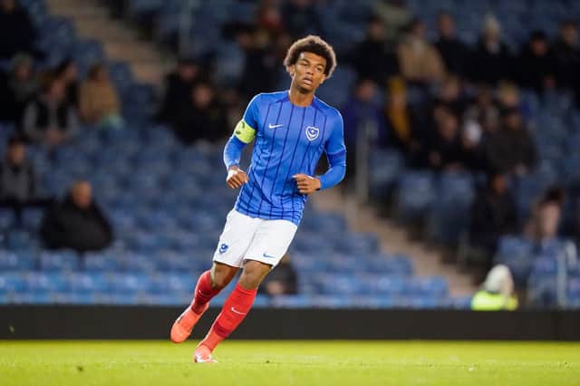 Pompey leading score Tayo Singerr grabbed his 13th goal of the season in the FA Youth Cup defeat to Leeds. Picture: Jason Brown/ProSportsImages