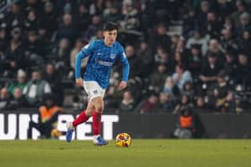 Tom McIntyre endured a difficult evening at Derby in the 4-0 defeat. Picture: Jason Brown/ProSportsImages
