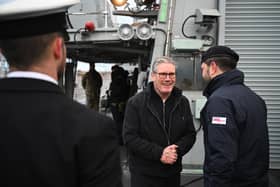 Prime Minister Sir Keir Starmer speaks with crew as he tours HMS Iron Duke in Tallinn, Estonia, on the second day of his two-day trip to Northern Europe. The Type 23 frigate is returning to Portsmouth for Christmas after a busy 2024.