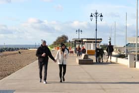 The next phase of sea defences pictured open at Speakers' Corner - the area in front of the Pyramids.