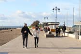 The next phase of sea defences pictured open at Speakers' Corner - the area in front of the Pyramids.