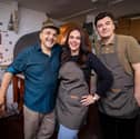 Florios is expanding into Palmerston Road in Southsea following the success of their deli and pizzeria in Old Portsmouth. Pictured: Owner Alex Florio with his son Max and daughter Izzy at Florios Old Portsmouth on Thursday 27th July 2023.