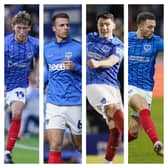 Injured Pompey players (from left to right) Jacob Farrell, Regan Poole, Conor Shaughnessy and Jordan Williams.
