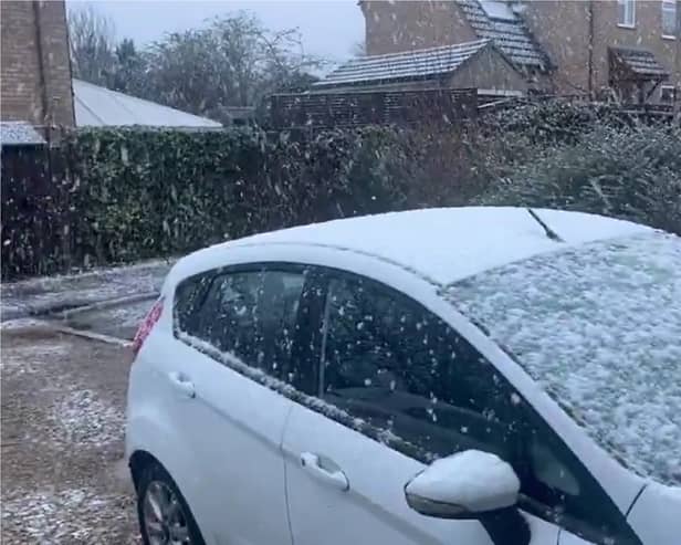 Snow falls in Leicestershire.