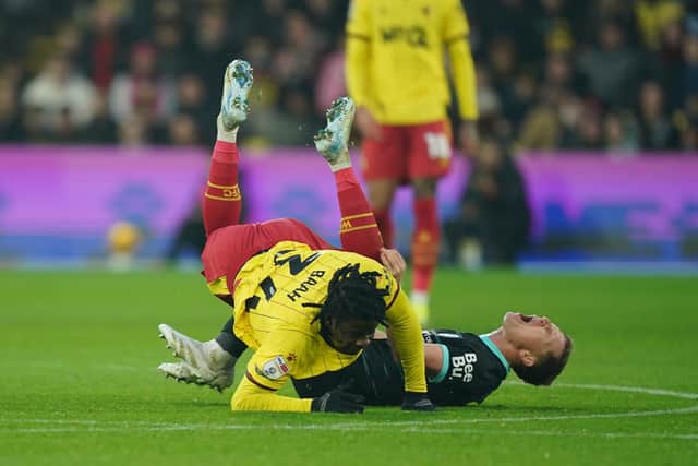 Kwadwo Baah was lucky not to be shown a straight red card after a late challenge on Matt Ritchie in the first half of the Boxing Day contest. 