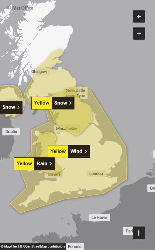 Yellow weather warning issued for January 1 2025