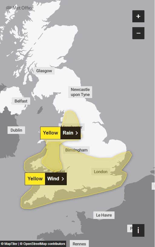 Updated weather warning for January 1