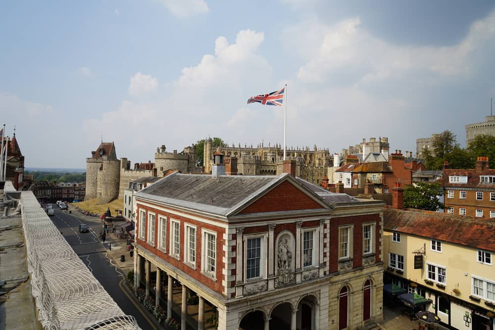 The view from the Castle Hotel over Windsor Castle and the Guildhall. Credit: Castle Hotel