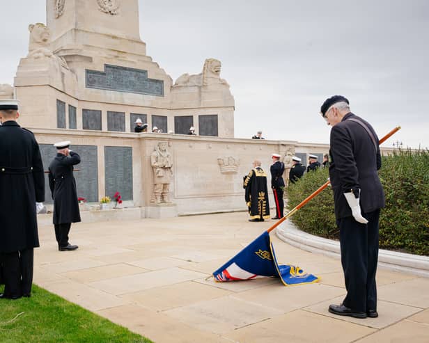 The Remembrance Sunday parade at Portsmouth Naval Memorial in Clarence Esplanade, Southsea.