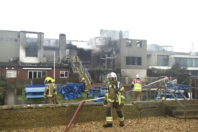 Firefighters tackle a fire at The Osborne View hotel and pub in Hill Head, from the early hours of Thursday, February 22, 2024.