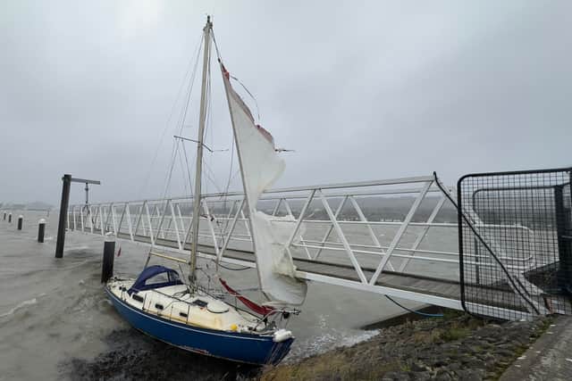 A yacht has broken its mooring in Potchester waters and has sustained damged after hitting the bridge to the pontoon.
