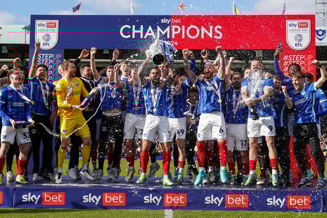 Pompey were League One champions after backing John Mousinho in the last January transfer window. Now he needs their help again. Picture: Jason Brown/ProSportsImages