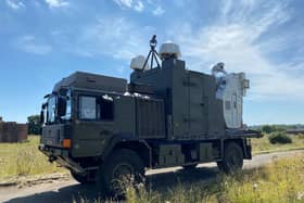 A truck mounted, Radio Frequency Directed Energy Weapon (RFDEW) development system that can detect, track and engage a range of threats across land, air and sea. British soldiers have successful trialled for the first time the game-changing weapon that can take down a swarm of drones using radio waves for less than the cost of a pack of mince pies.
