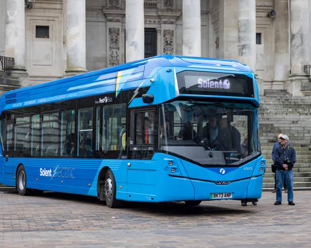 Bus usage in Portsmouth has soared thanks to several initiatives between Portsmouth City Council, First and Stagecoach, but concerns remain if this will continue following the recent single-fare cap increase from £2 to £3. Pictured is one of the new electric buses Guildhall Square.