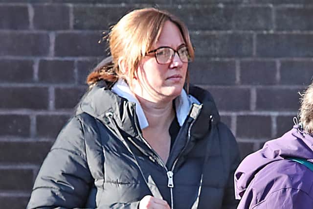 Pictured: Lyndsey Howell outside Portsmouth Crown Court. She was found to have defrauded the Hornet Sailing Club in Gosport out of £68k to feed a gambling and cocaine addiction. The club organises sailing trips and other activities for Royal Navy veterans.