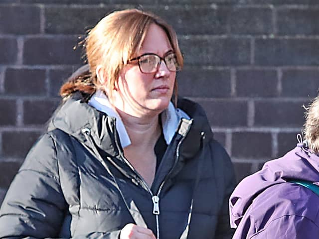 Pictured: Lyndsey Howell outside Portsmouth Crown Court. She was found to have defrauded the Hornet Sailing Club in Gosport out of £68k to feed a gambling and cocaine addiction. The club organises sailing trips and other activities for Royal Navy veterans.