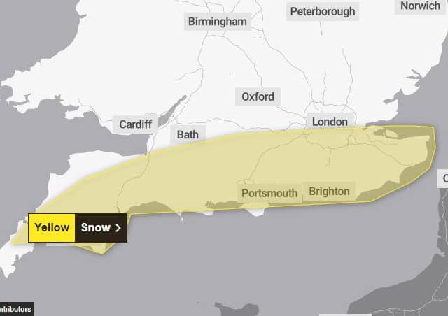 Yellow snow warning for January 8