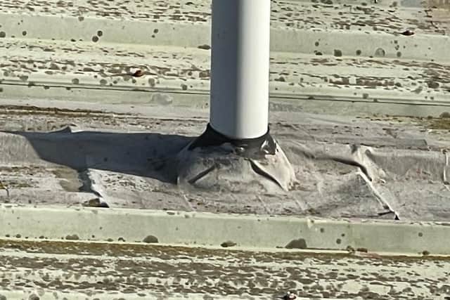 Leaks are strewn across several parts of the roof at Xcel Gymnastics in Horndean.