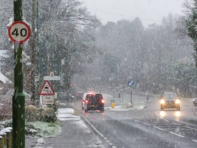 While coastal areas have so far only had sleet, parts of Hampshire including Liss, have had snow start to lay.