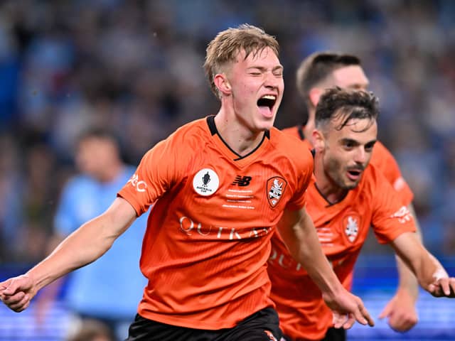 Pompey are set to announce the signing of Brisbane Roar striker Thomas Waddingham. Pic: Getty