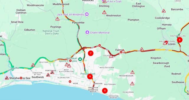 A27 traffic gridlock in East Sussex