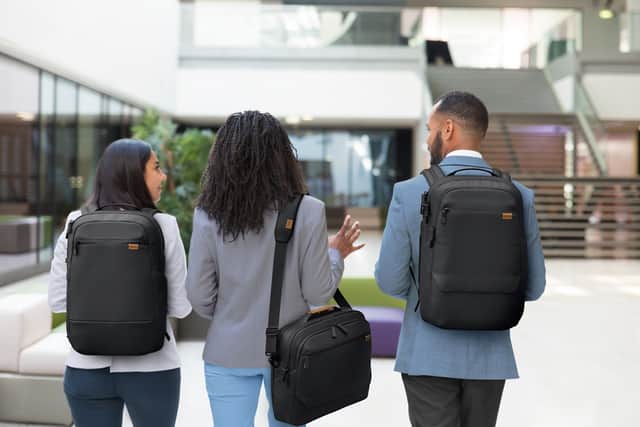 The Dell EcoLoop Premier Backpack 14-16, right, has a host of features for those who travel tech heavy.