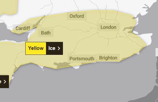 Ice warning for January 8 2025