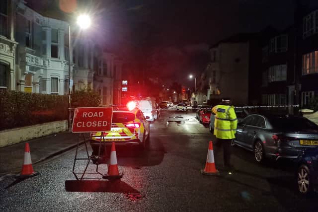 Police in Grove Road North on Wednesday night